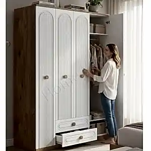 4 Kapaklı 2 Çekmeceli Gardrop Membran Vestiyer resim 3