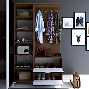 4 Kapaklı Kahve Vestiyer Portmanyo Ayakkabılık resim 2