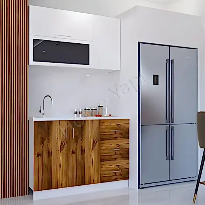 Mutfak Dolabı 120 cm Hazır Kahve Tezgah Dahil