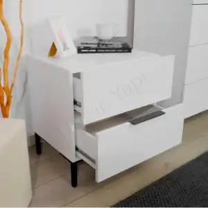 Şifonyer 2 Çekmeceli Beyaz Yatak Odası Bebek Odası resim 1