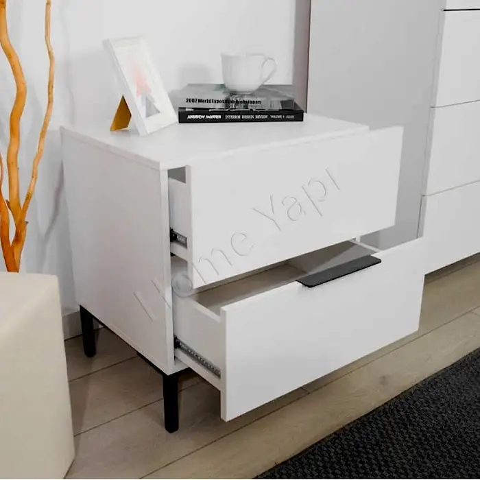 Şifonyer 2 Çekmeceli Beyaz Yatak Odası Bebek Odası