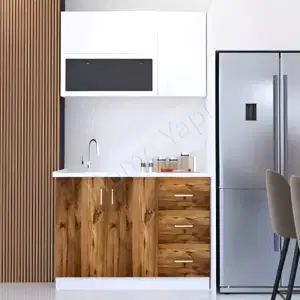 Mutfak Dolabı 120 cm Hazır Kahve Tezgah Dahil resim 2