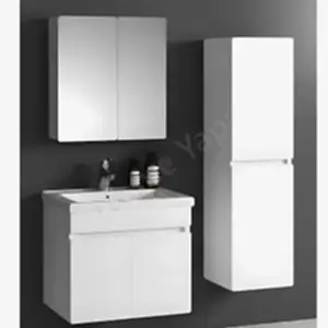 Banyo Dolabı 60 cm Beyaz Full Mdf Lavabo Dahil resim 1