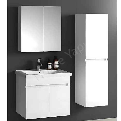 Banyo Dolabı 60 cm Beyaz Full Mdf Lavabo Dahil