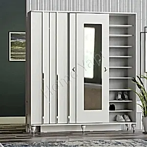 Sürgü Kapak Aynalı Vestiyer Portmanto resim 2