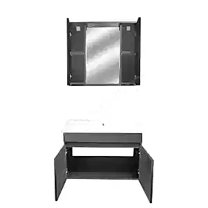 Banyo Dolabı 80 cm Karen Arya Antrasit Mdf resim 3