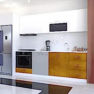 Mutfak Dolabı 250 cm Full Mdf Kahve Tezgah Dahil resim 1