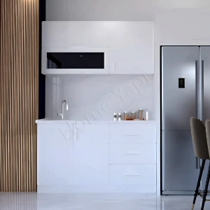 Mutfak Dolabı 150 cm Hazır Beyaz Tezgah Dahil resim 1