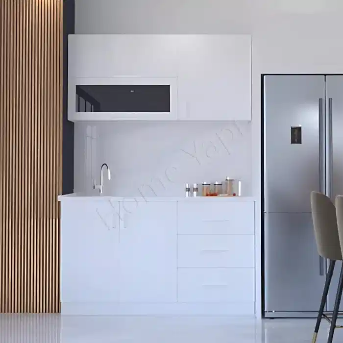 Mutfak Dolabı 150 cm Hazır Beyaz Tezgah Dahil