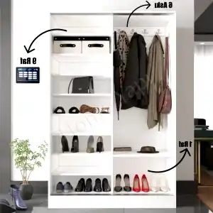 Gardrop 2 Kapaklı Sürgülü Camlı Elbise Dolabı resim 3