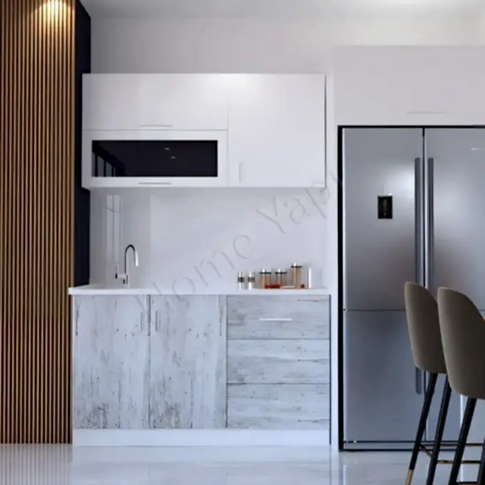 Mutfak Dolabı 150 cm Hazır Karbeyaz Tezgah Dahil