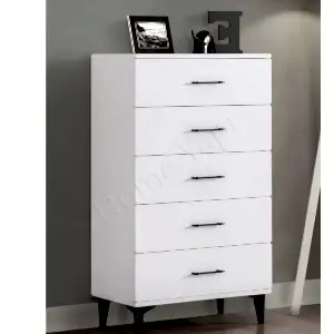 Şifonyer 5 Çekmeceli Beyaz Yatak Odası Bebek Odası resim 1