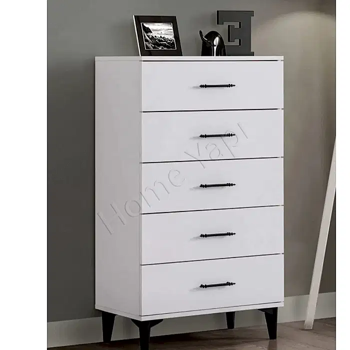 Şifonyer 5 Çekmeceli Beyaz Yatak Odası Bebek Odası