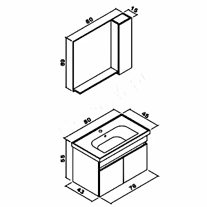 Banyo Dolabı 80 cm Beyaz Full Mdf Tam Camlı resim 2