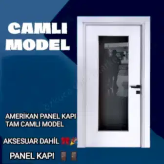 Amerikan Panel Kapı Tam Camlı Akseusar Dahill resim 1