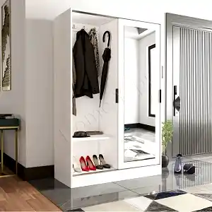 Sürgü Kapak Aynalı Vestiyer Portmanto Gardrop resim 1