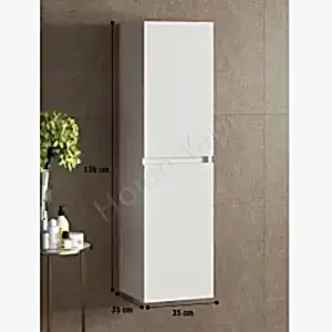 Banyo Boy Dolabı Beyaz Kulpsuz 35 cm Full Mdf resim 3