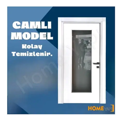 Amerikan Panel Kapı Tam Camlı Aksesuar Dahil