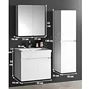 Banyo Dolabı 60 cm Beyaz Full Mdf Lavabo Dahil resim 3