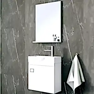Banyo Dolabı 38 cm Mini Mdf Lavabo Dahil resim 1