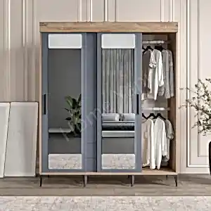 Gardrop 4 Kapaklı Sürgülü Camlı Elbise Dolabı resim 1