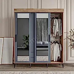 Gardrop Sürgülü 4 Kapak 2 Çekmece Antrasit resim 2