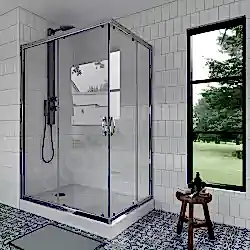 Duşakabin 6 mm Tamperli Gümüş 90 90 resim 1