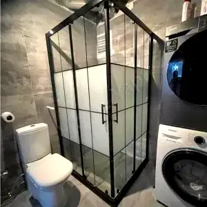 Duşakabin 6 mm Tamperli Antrasit Kumlu 100×100 resim 1