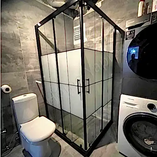 Duşakabin 6 mm Tamperli Antrasit Kumlu 100×100