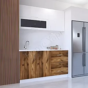 Mutfak Dolabı 150 cm Hazır Kahve Tezgah Dahil resim 2