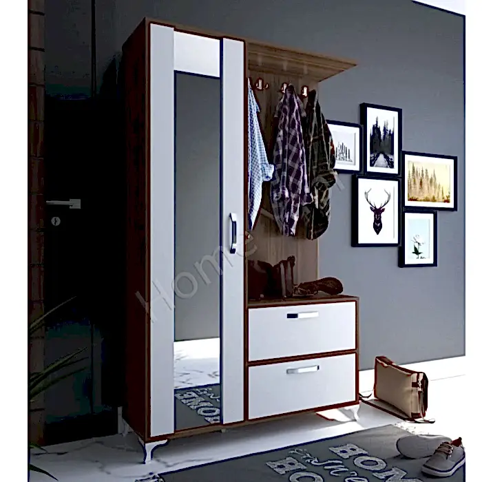 4 Kapaklı Kahve Vestiyer Portmanyo Ayakkabılık