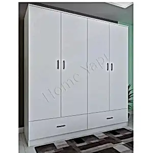 Gardrop 4 Kapaklı 2 Çekmece 180 cm Beyaz resim 1
