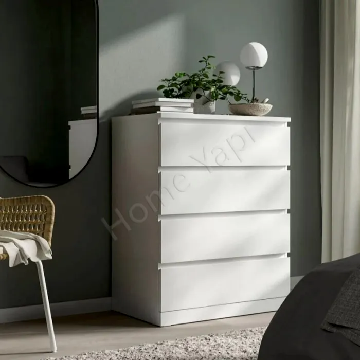 Şifonyer 4 Çekmeceli Beyaz 84 cm