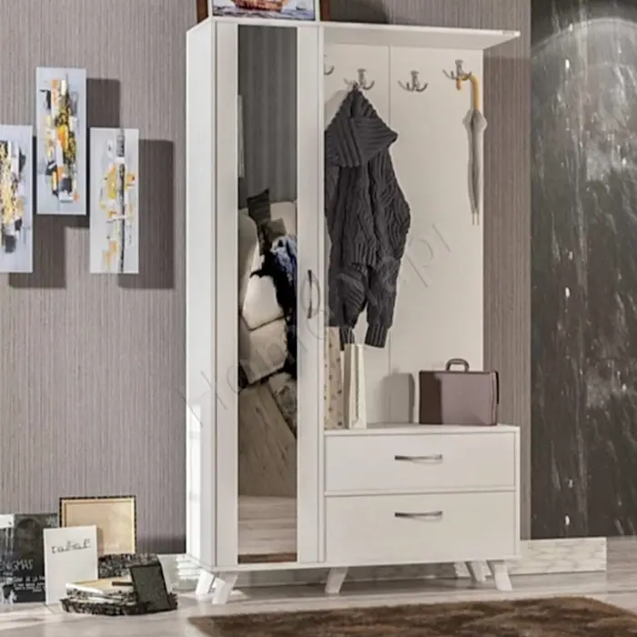 3 Kapaklı Beyaz Vestiyer Portmanto Ayakkabılık