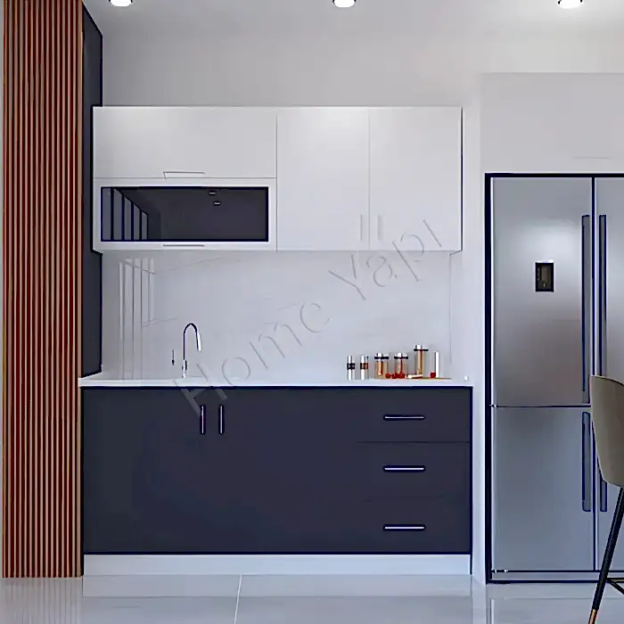 Mutfak Dolabı 180 cm Hazır Antrasit Tezgah Dahil