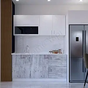 Mutfak Dolabı 180 cm Hazır Karbeyaz Tezgah Dahil resim 1