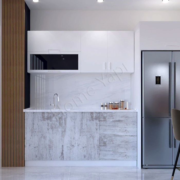 Mutfak Dolabı 180 cm Hazır Karbeyaz Tezgah Dahil