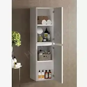 Banyo Boy Dolabı Beyaz Kulpsuz 35 cm Full Mdf resim 2