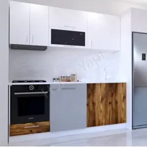 Mutfak Dolabı 200 cm Kahverengi Tezgah Dahildir resim 2