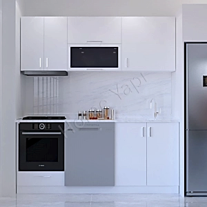 Mutfak Dolabı 200 cm Beyaz Tezgah Dahildir resim 1