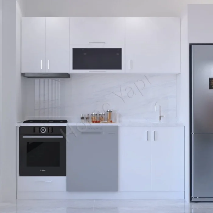 Mutfak Dolabı 200 cm Beyaz Tezgah Dahildir