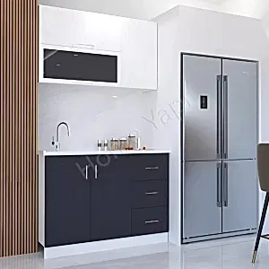 Mutfak Dolabı 120 cm Hazır Antrasit Tezgah Dahil resim 1