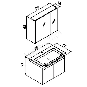 Banyo Dolabı 80 cm Antrasit Tam Camlı Full Mdf resim 3