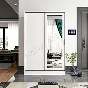 Sürgü Kapak Aynalı Vestiyer Portmanto Gardrop resim 2