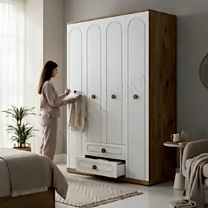 4 Kapaklı 2 Çekmeceli Gardrop Membran Vestiyer resim 2