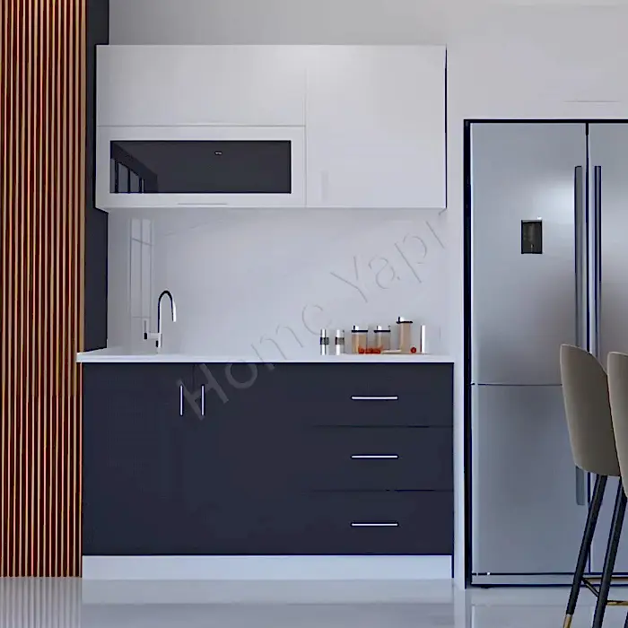 Mutfak Dolabı 150 cm Hazır Antrasit Tezgah Dahil