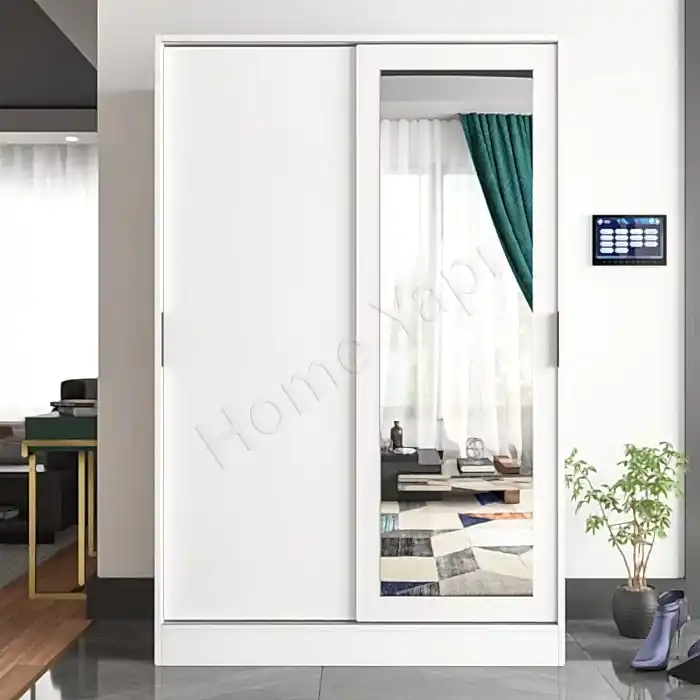 Gardrop 2 Kapaklı Sürgülü Camlı Elbise Dolabı