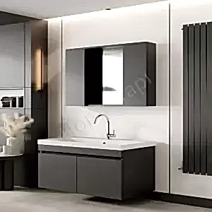 Banyo Dolabı 80 cm Karen Arya Antrasit Mdf resim 1