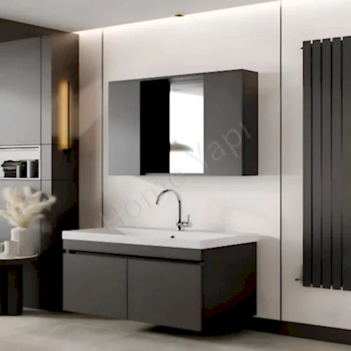 Banyo Dolabı 80 cm Karen Arya Antrasit Mdf