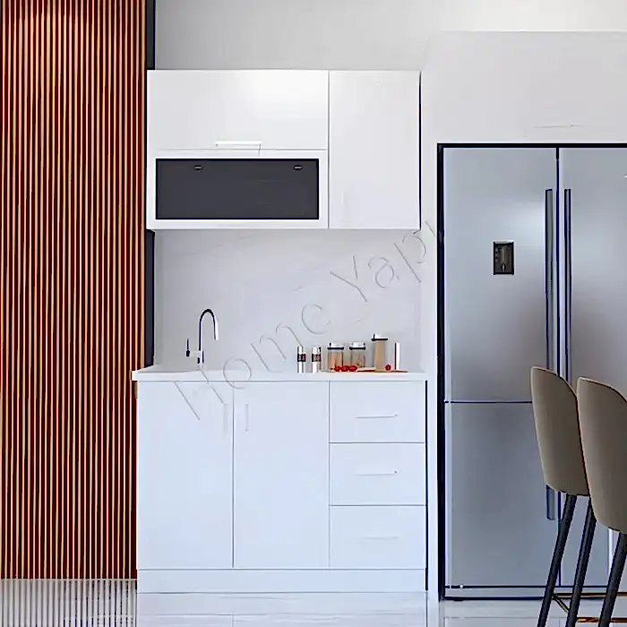 Mutfak Dolabı 120 cm Hazır Beyaz Tezgah Dahil